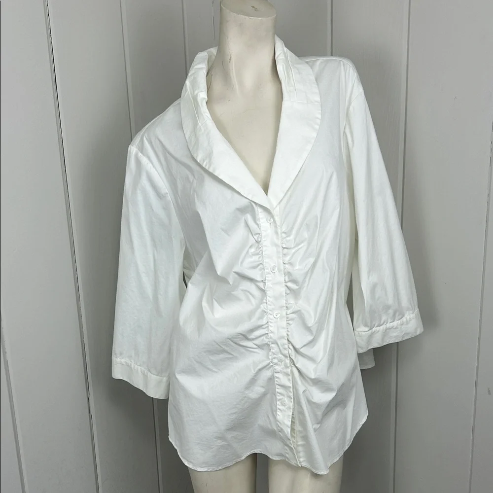 Lafayette 148 New York White Button Down Shirt top plus size 20 - Picture 7 of 7